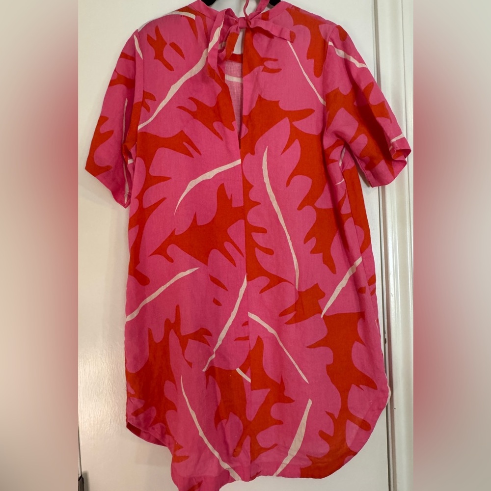 Trovata Red and Pink Leaf Print Dress - Picture 2 of 5